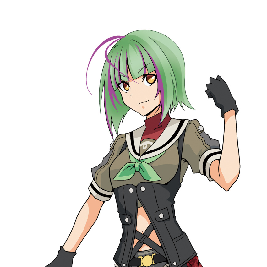 1girl, animal_ears, antenna_hair, black_gloves, bob_cut, clenched_hand, commentary_request, corset