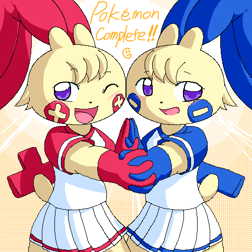 2girls, animal_ears, blush, cheerleader, furry, g-sun, pokemon, smile
