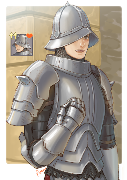 1boy, arm_up, armor, brick_wall, brown_eyes, chainmail, fire_emblem, fire_emblem:_three_houses