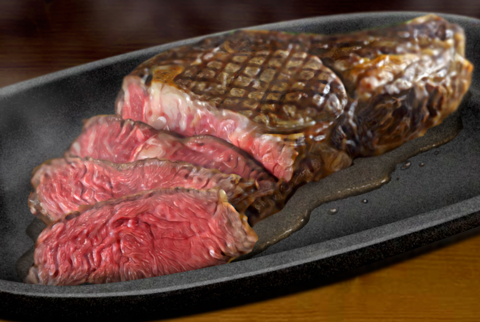 blurry, bowl, commentary, food, food_focus, hokkaido_(artist), meat, no_humans