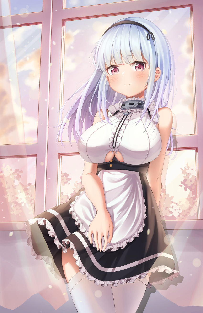 1girl, absurdres, anchor_choker, apron, azur_lane, bangs, bare_shoulders, black_hairband