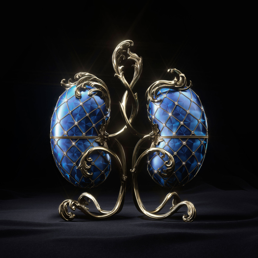 3d, black_background, commentary, english_commentary, faberge_egg, glint, gold, highres