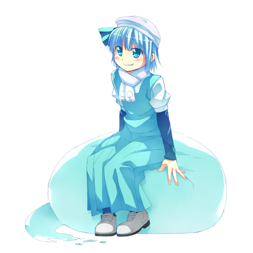 1girl, adapted_costume, blue_bow, blue_eyes, blue_hairband, blush, bow, commentary_request
