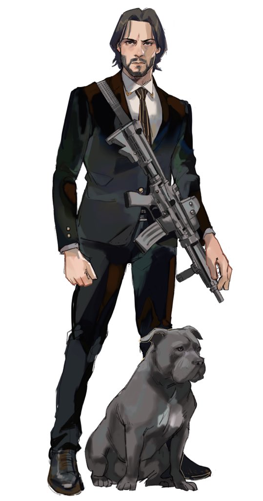 1boy, animal, arms_at_sides, beard, belt, black_footwear, black_hair, black_jacket