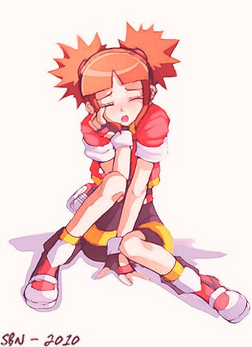 fingerless_gloves, hitomi_(pokemon), nintendo, orange_hair, pokemon, rubyconcream