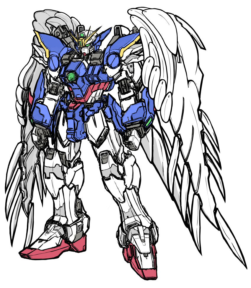 <karasu, absurdres, clenched_hands, green_eyes, gundam, gundam_wing, gundam_wing_endless_waltz, highres