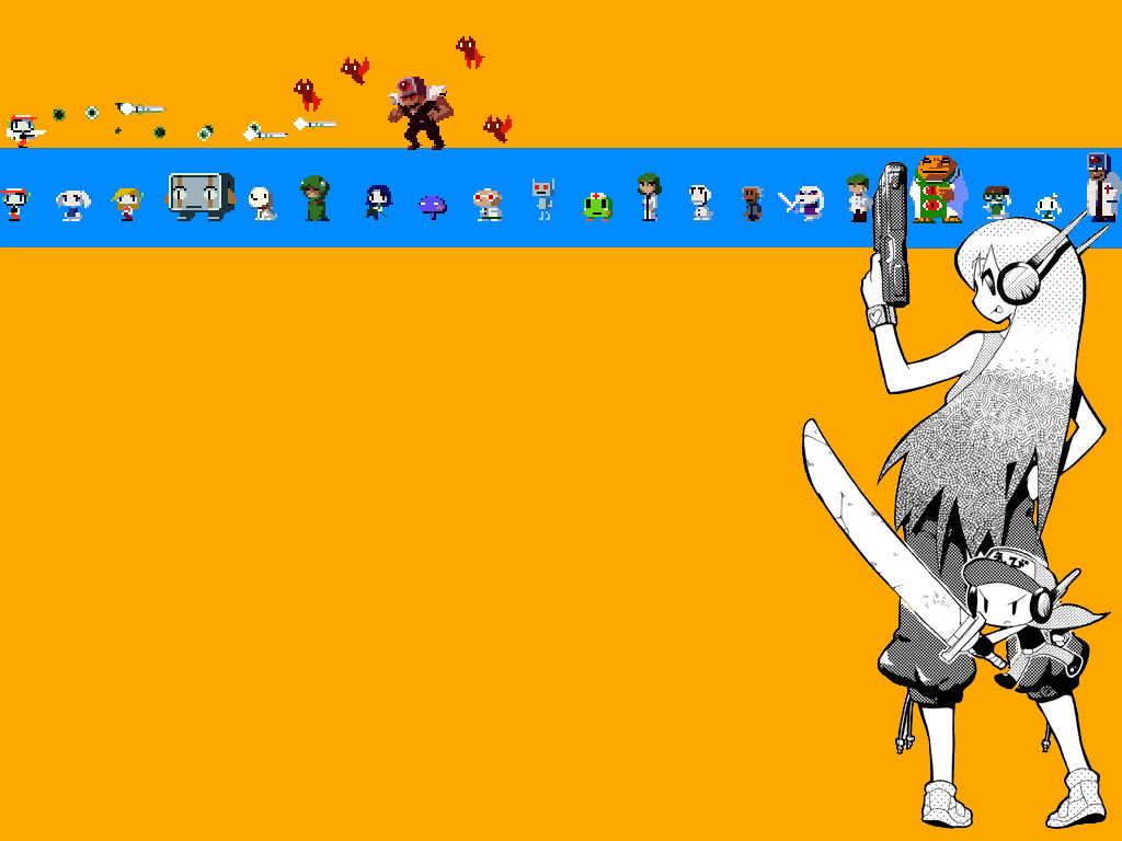 cave_story, curly_brace, doukutsu_monogatari, gun, orange, pixel, quote, sword