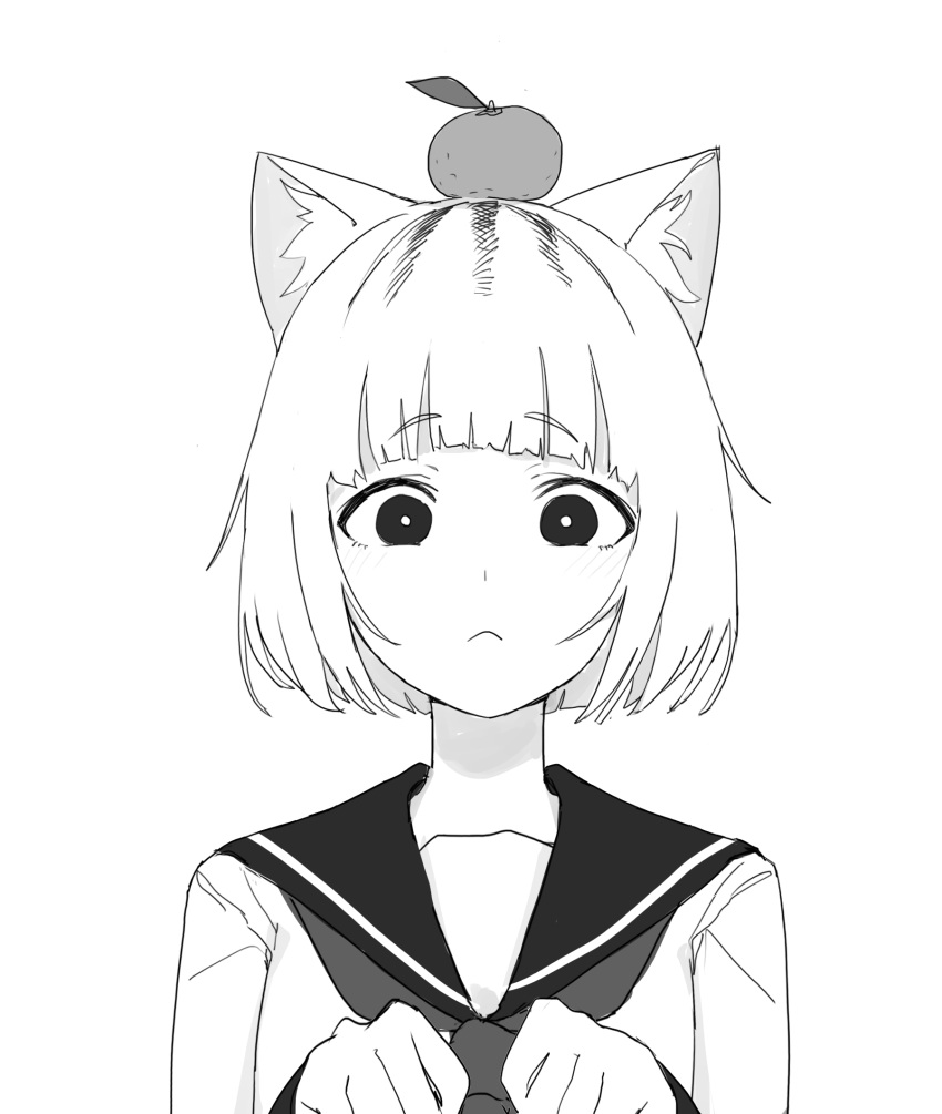 1girl, :<, animal_ear_fluff, animal_ears, bangs, black_eyes, blunt_bangs, bright_pupils
