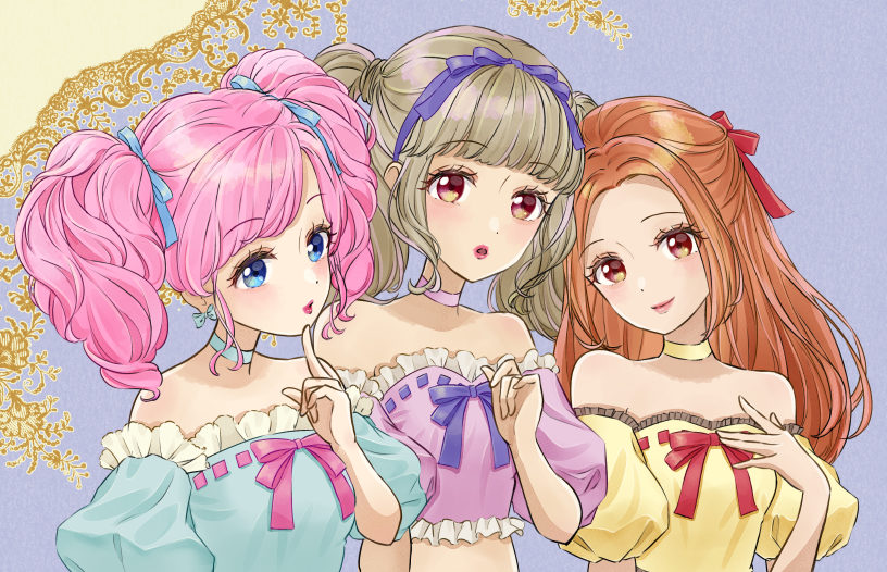 3girls, aikatsu!, aikatsu!_(series), aikatsu_on_parade!, amahane_madoka, aqua_blouse, aqua_choker, asymmetrical_bangs