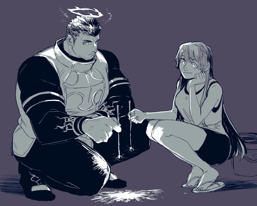 1boy, 1girl, armor, black_bodysuit, black_hair, bodysuit, breastplate, breasts