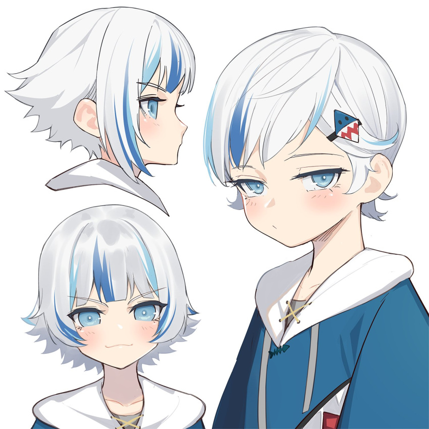 1girl, :3, alternate_hair_length, alternate_hairstyle, bangs, blue_eyes, blue_hair, collarbone