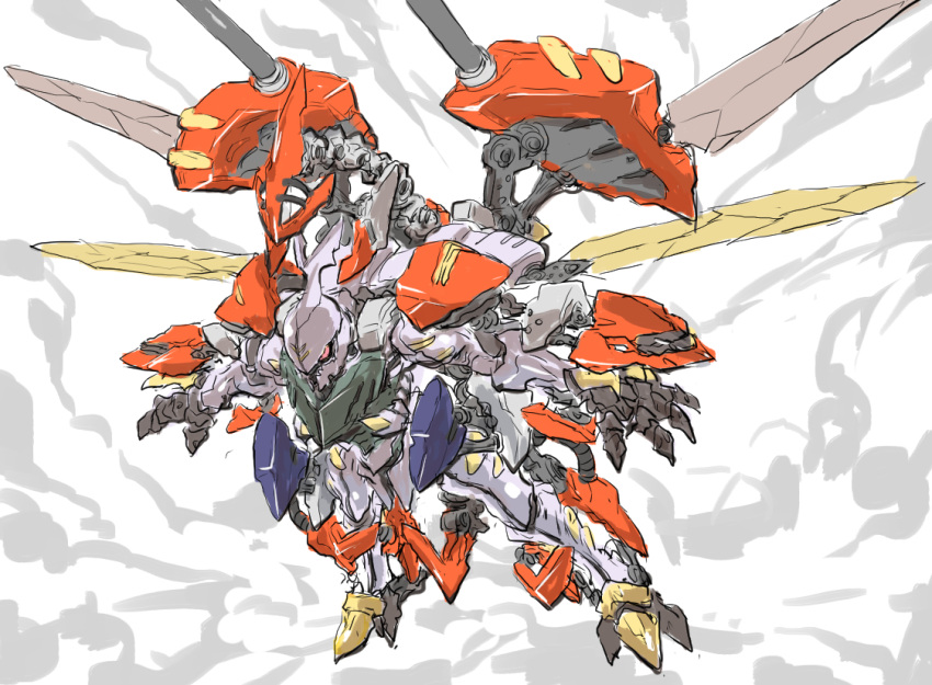 abysnova, billbine, dunbine, fantasy, floating, henshin, insect_wings, looking_down