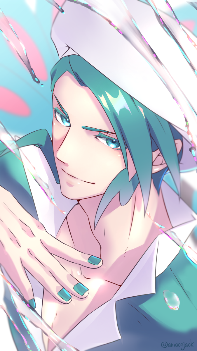 1boy, amaco_(amacoworklove), artist_name, closed_mouth, collarbone, commentary_request, eyelashes, from_above
