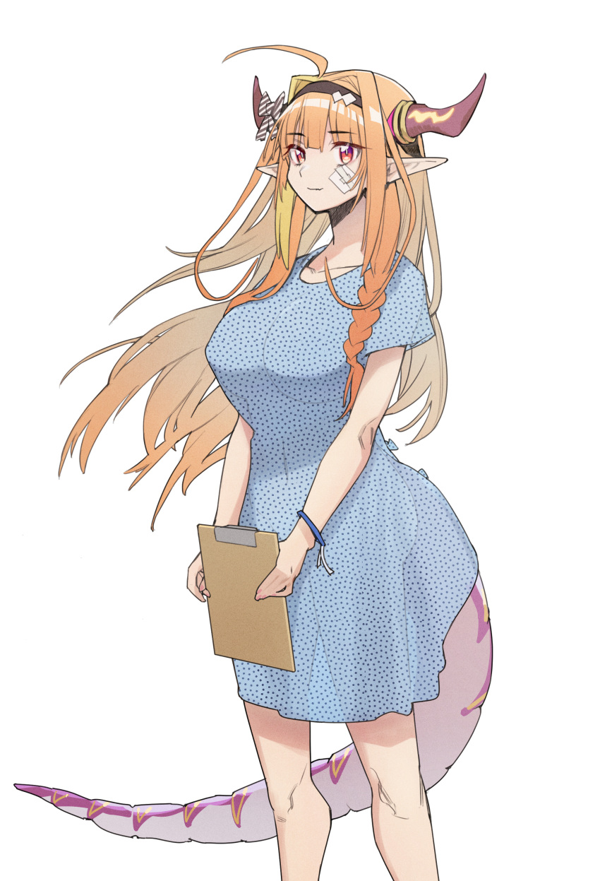 1girl, absurdres, ahoge, alternate_costume, bandaid, bandaid_on_cheek, bandaid_on_face, bangs