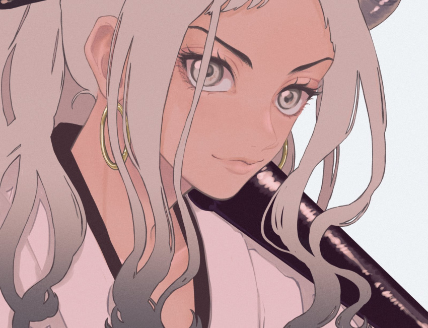 1girl, closed_mouth, club, collarbone, earrings, eyelashes, eyes, face