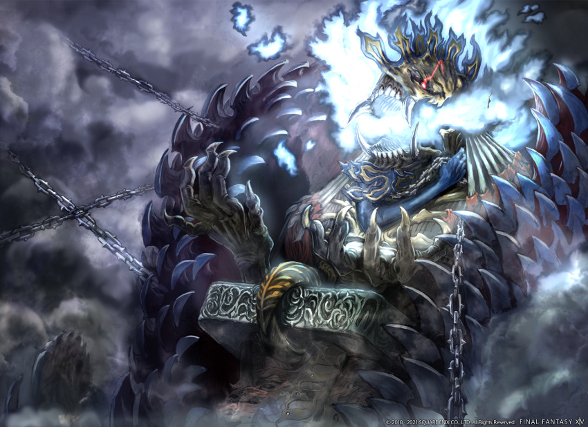 anima_(final_fantasy), chain, dark_background, final_fantasy, final_fantasy_xiv, glowing, glowing_eyes, highres