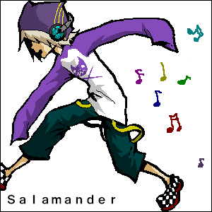 artist_request, beanie, belphegor, belphegor_(reborn), cat, character_request, curly_hair, dancing, grey_hair, grin, hair_over_eyes, headset, katekyo_hitman_reborn, laughing, long_hair, lowres, male, manly, marching, musical_note, polkadots, shorts, singing, smirk, solo, source_request, t-shirt, uniform, walking