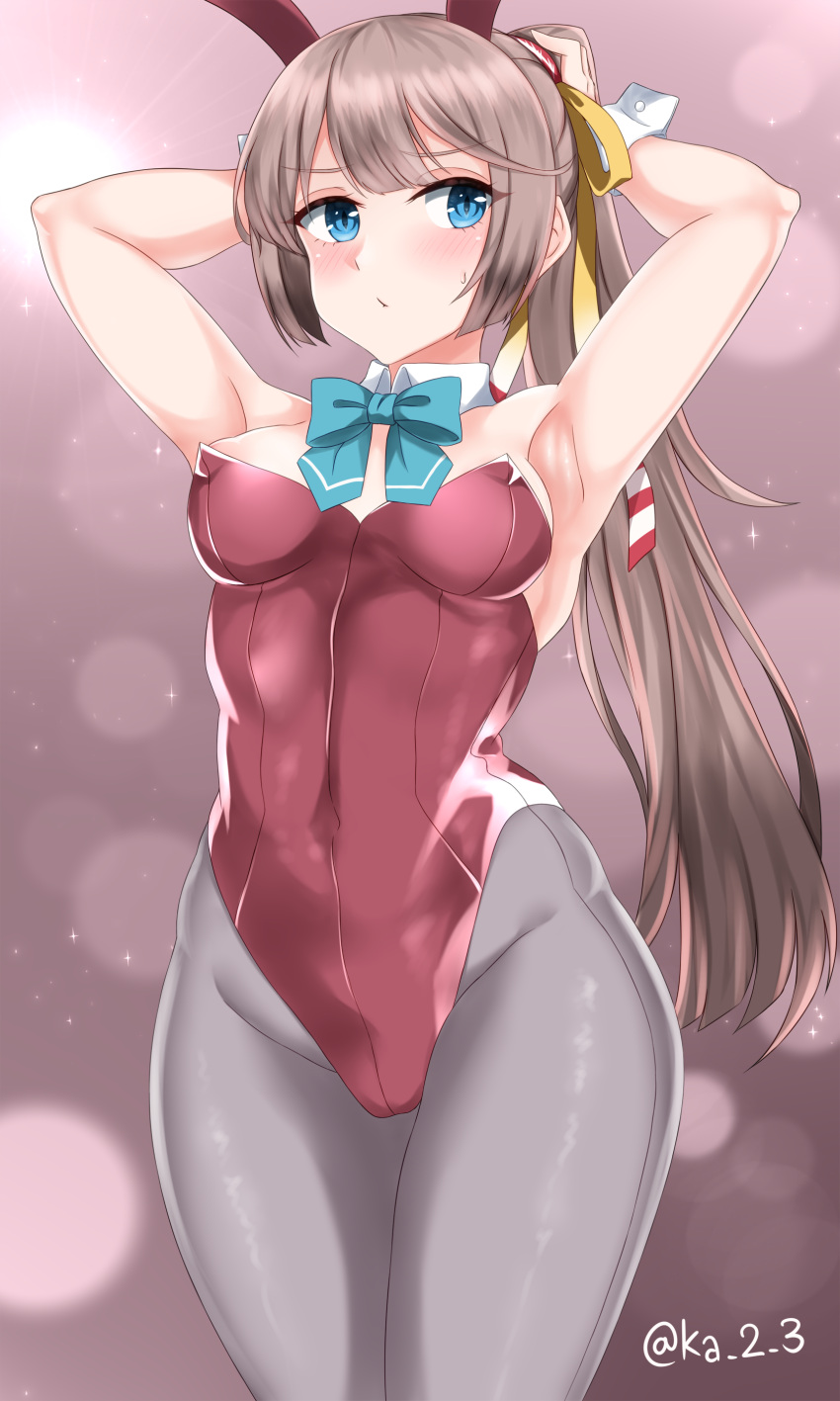 1girl, absurdres, animal_ears, blue_eyes, blue_neckwear, blue_ribbon, bow, bowtie