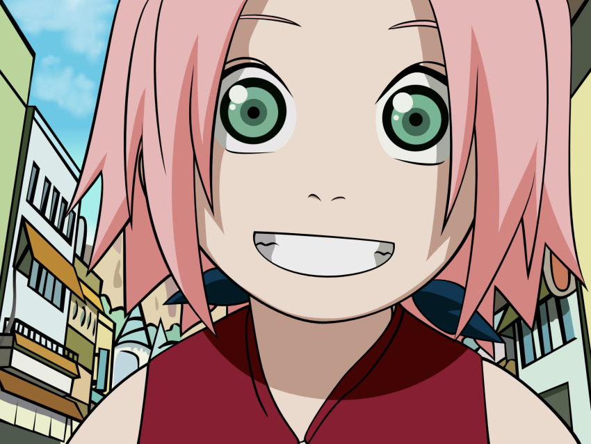 close, haruno_sakura, mongler, naruto, pink_hair, short_hair, smile
