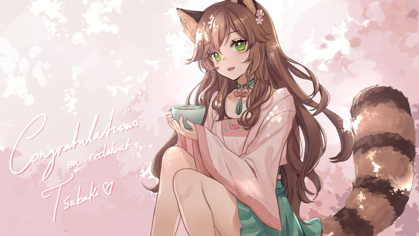 1girl, animal_ears, atelier_live, character_name, choker, congratulations, cup, english_commentary