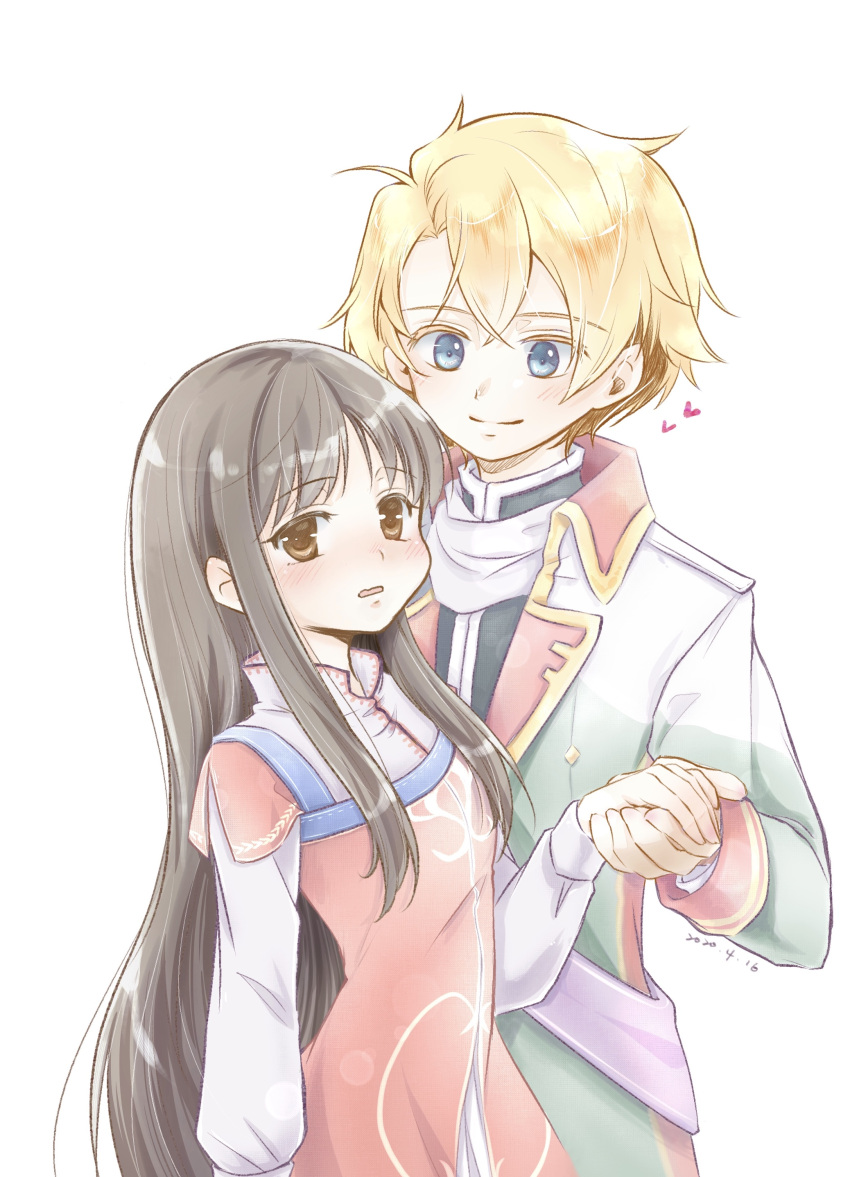 1boy, 1girl, absurdres, alberto_hawk, black_hair, blonde_hair, blue_eyes, brown_eyes