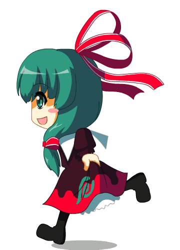 animated, animated_gif, dress, dress_lift, gif, green_hair, kagi, kagiyama_hina