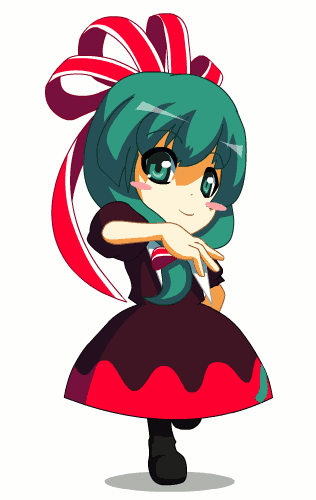 animated, animated_gif, gif, green_eyes, green_hair, kagi, kagiyama_hina, lowres