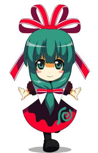 animated, animated_gif, front_ponytail, gif, green_hair, kagi, kagiyama_hina, miracle_hinacle, outstretched_arms, red_dress, running, smile, spread_arms, touhou, transparent_background