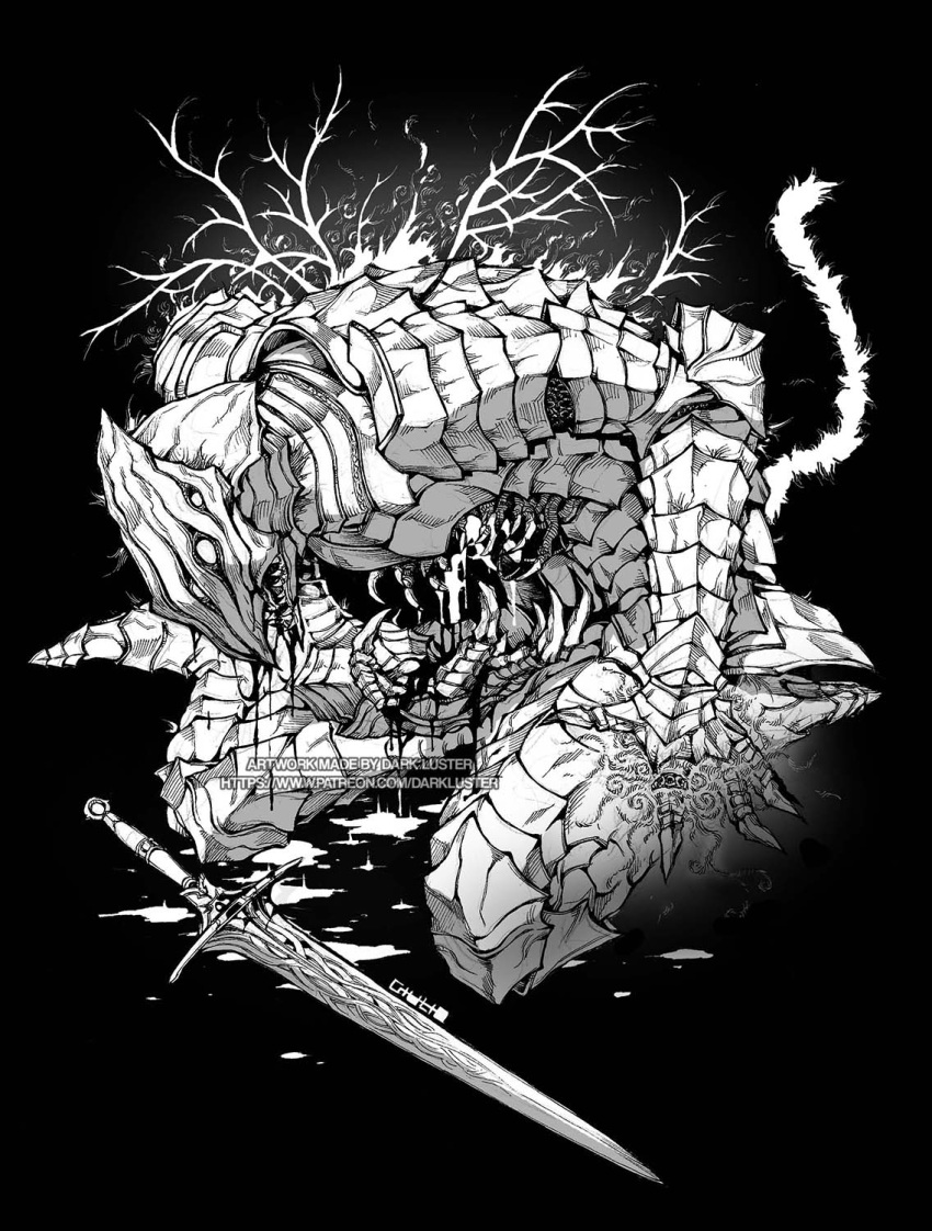 armor, bleeding, blood, branch, breastplate, chainmail, character_request, clawed_gauntlets