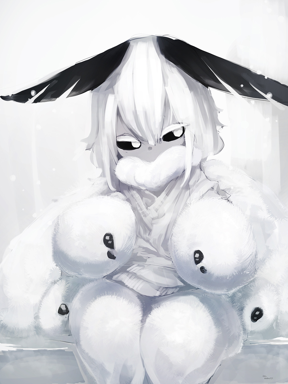 1girl, arthropod_legs, black_sclera, colored_sclera, fewer_digits, fur, highres, insect_girl, insect_wings, looking_to_the_side, monster_girl, moth_(diddms1999), moth_ears, moth_girl, moth_wings, my700, original, short_eyebrows, simple_background, solo, white_background, white_eyes, wings