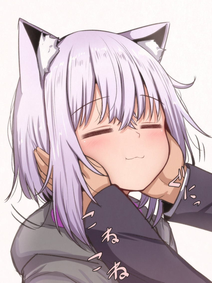 1girl, :3, animal_ears, bangs, blue_hair, blush, cat_ears, cat_girl