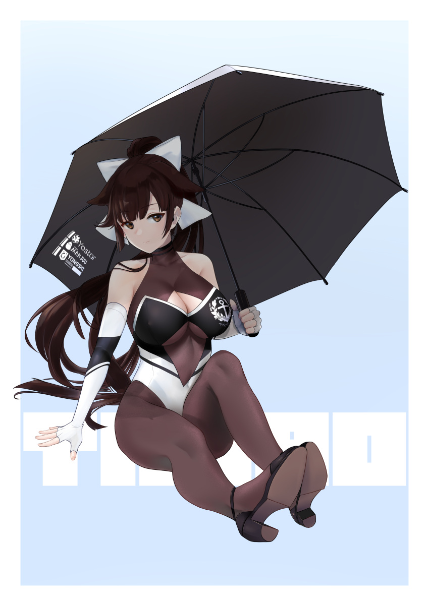 1girl, absurdres, animal_ears, azur_lane, black_footwear, black_hair, black_legwear, bow