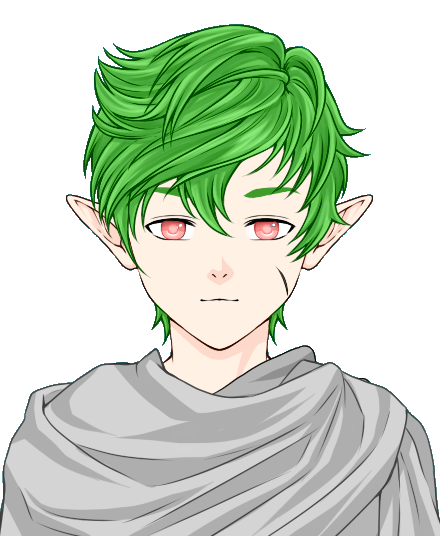 1other, ambiguous_gender, androgynous, bangs, die_gejagte_jagerin, elf, green_hair, hair_between_eyes