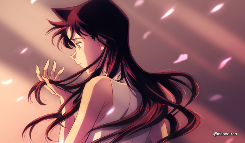 1girl, bangs, bare_shoulders, blue_eyes, blurry, blurry_background, brown_hair, closed_mouth