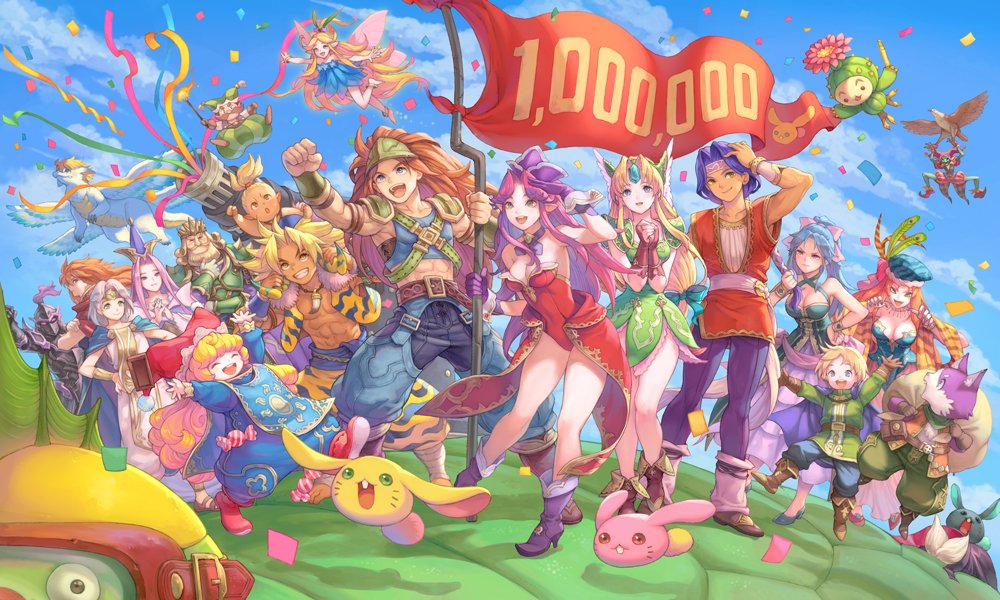 angela_(seiken_densetsu_3), charlotte_(seiken_densetsu_3), deathjester, duran_(seiken_densetsu_3), faerie_(seiken_densetsu_3), flammie, hawkeye_(seiken_densetsu_3), heath_(seiken_densetsu_3)