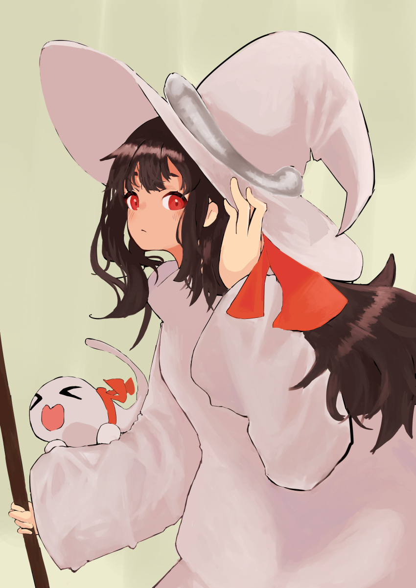 1girl, absurdres, aouri_cp, bangs, black_hair, borrowed_character, creature, expressionless