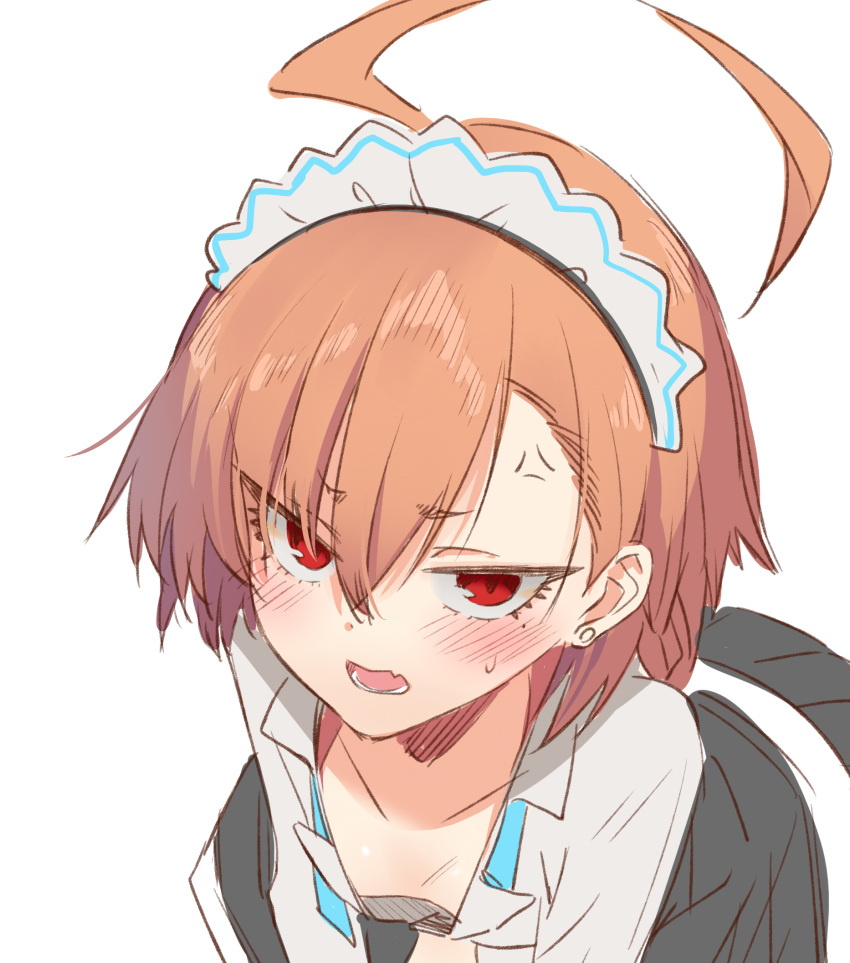 1girl, apron, back_mountain, blue_archive, braid, ear_piercing, halo, highres