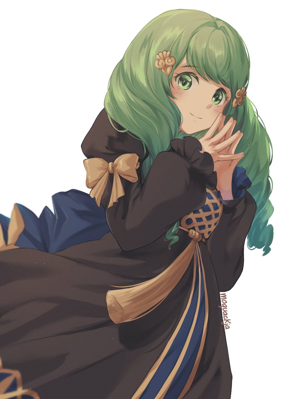 1girl, artist_name, bow, closed_mouth, fire_emblem, fire_emblem:_three_houses, flayn_(fire_emblem), garreg_mach_monastery_uniform