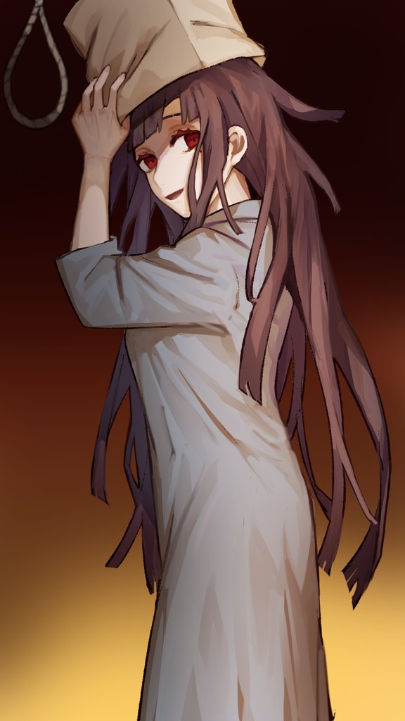 1girl, :d, arm_up, bag, bangs, commentary_request, cowboy_shot, dangan_ronpa_(series)