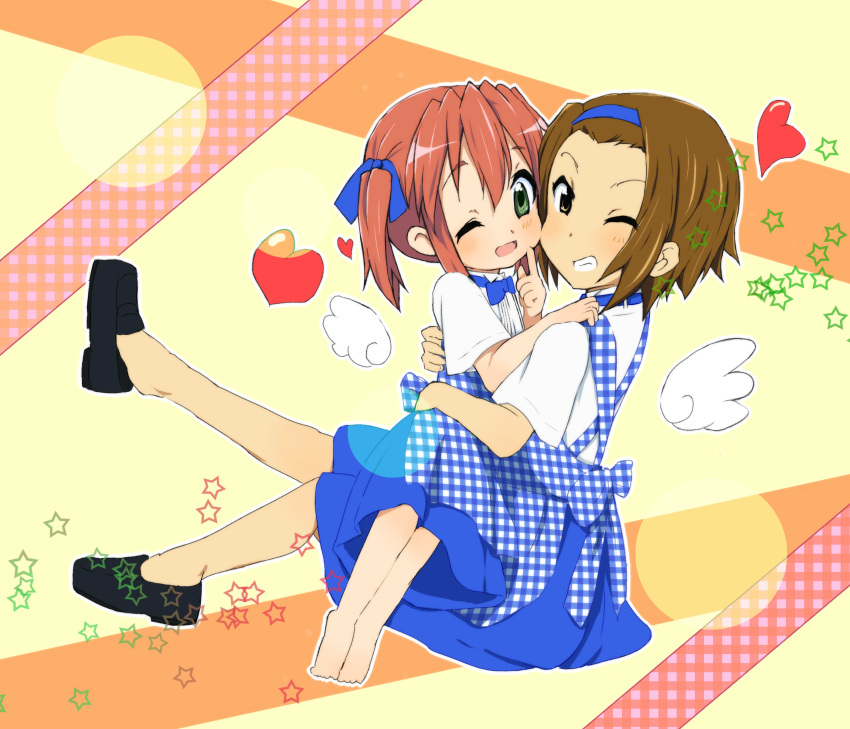 absurdres, agenasu, barefoot, bowtie, brown_eyes, brown_hair, crossover, feet