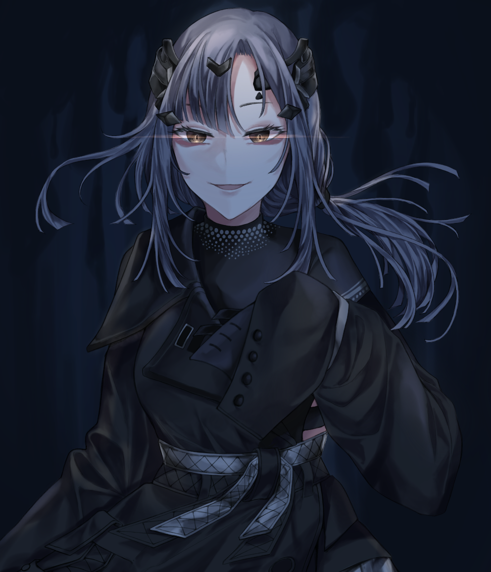 1girl, bangs, black_jacket, bodysuit, brown_eyes, eyebrows_visible_through_hair, girls_frontline, grey_hair