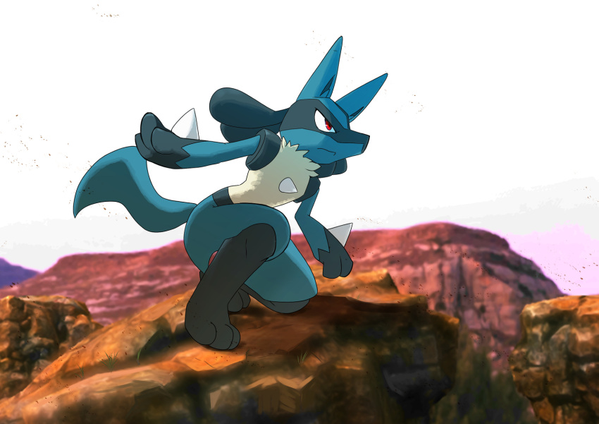 cliff, closed_mouth, commentary_request, day, enohito, frown, gen_4_pokemon, highres