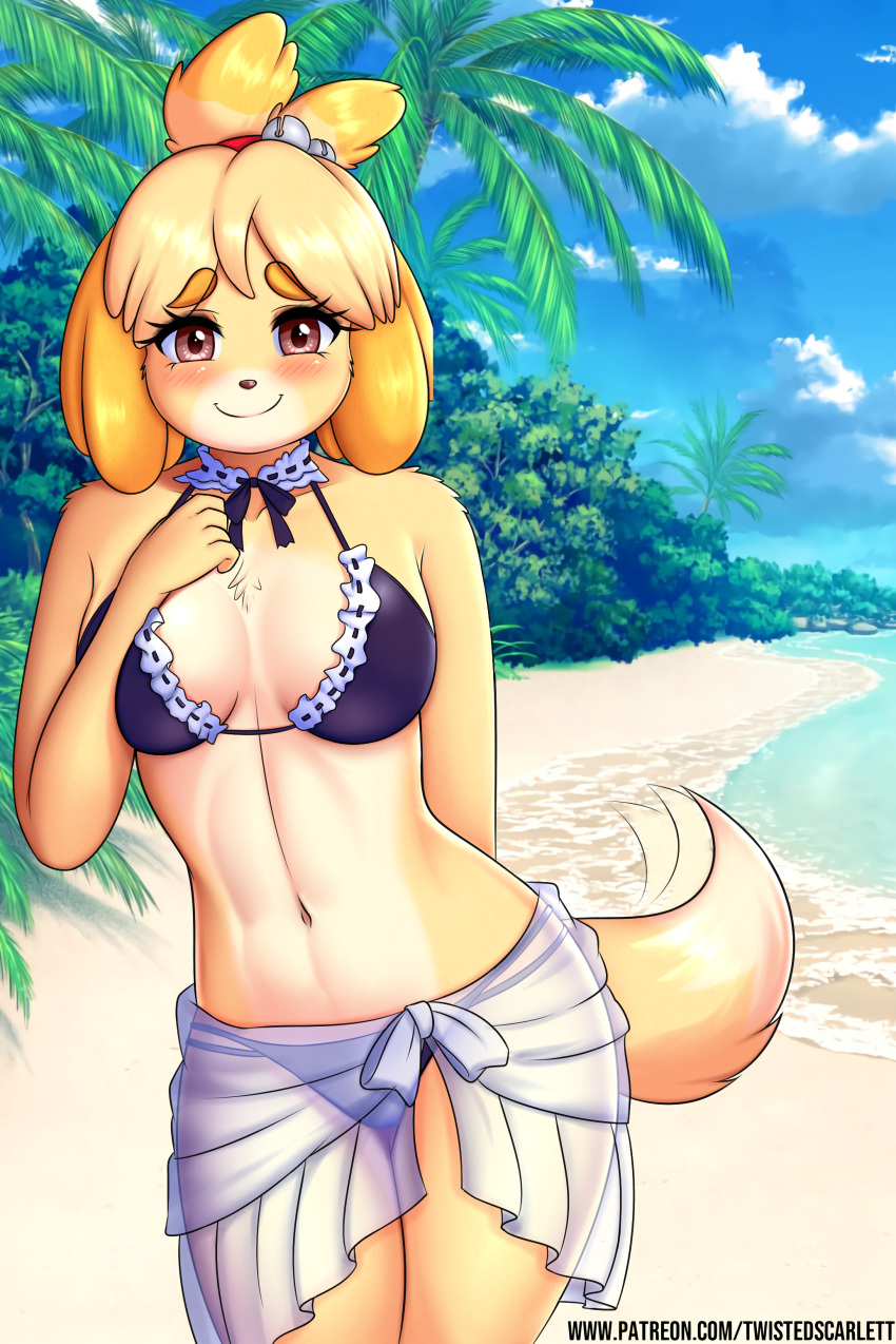 1girl, absurdres, afterimage, animal_crossing, animal_ears, artist_name, bangs, beach
