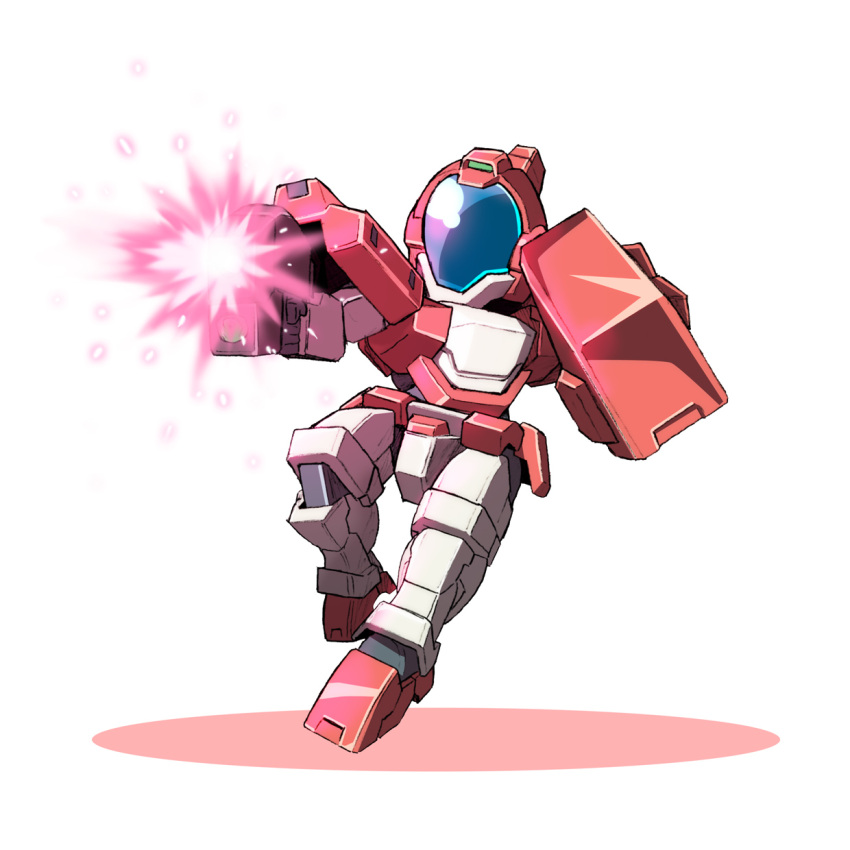 chibi, energy_gun, firing, genoace, gun, gundam, gundam_age, handgun, highres, holding, holding_gun, holding_weapon, ibuki_sakura_(sgw_v07), mecha, mobile_suit, pistol, science_fiction, solo, weapon, white_background