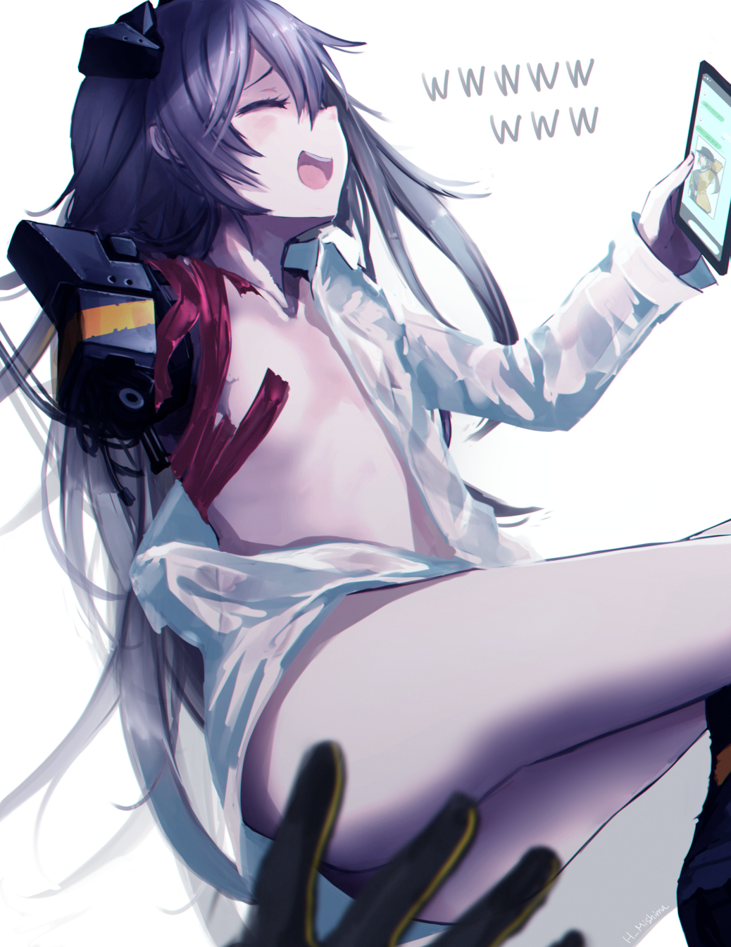 1girl, amputee, closed_eyes, convenient_censoring, deele_(girls_frontline), dima_(girls_frontline), flat_chest, genderswap