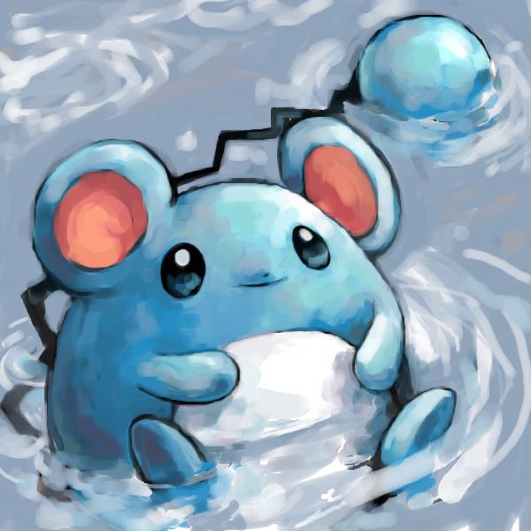 marill, no_humans, pokemon, pokemon_(creature), sailorclef, sitting, solo, water