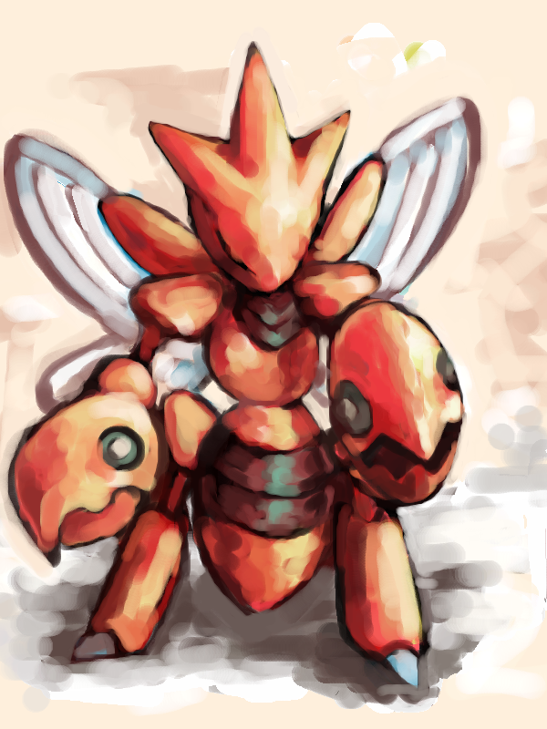 closed_eyes, nintendo, no_humans, pokemon, pokemon_(creature), sailorclef, scizor, solo