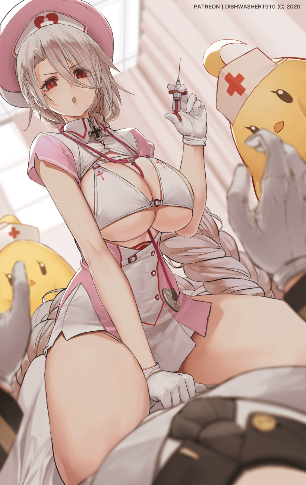 1boy, 1girl, azur_lane, bangs, between_breasts, bikini, bikini_top, bird