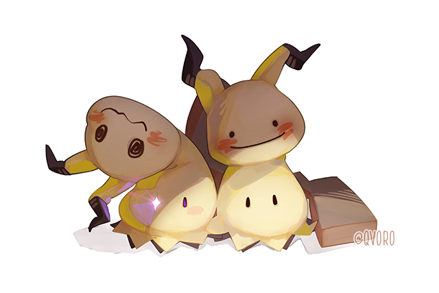 artist_name, commentary, disguise, ditto, gen_1_pokemon, gen_7_pokemon, looking_at_viewer, mimikyu
