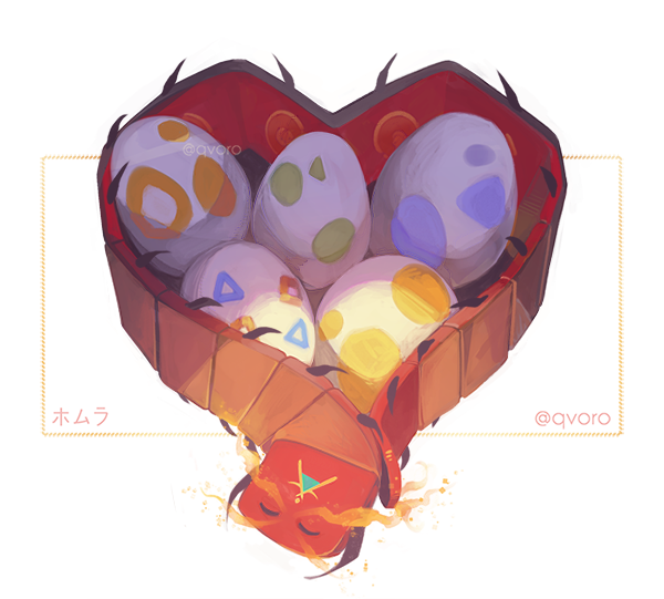artist_name, bug, centiskorch, closed_eyes, commentary_request, egg, fire, gen_8_pokemon